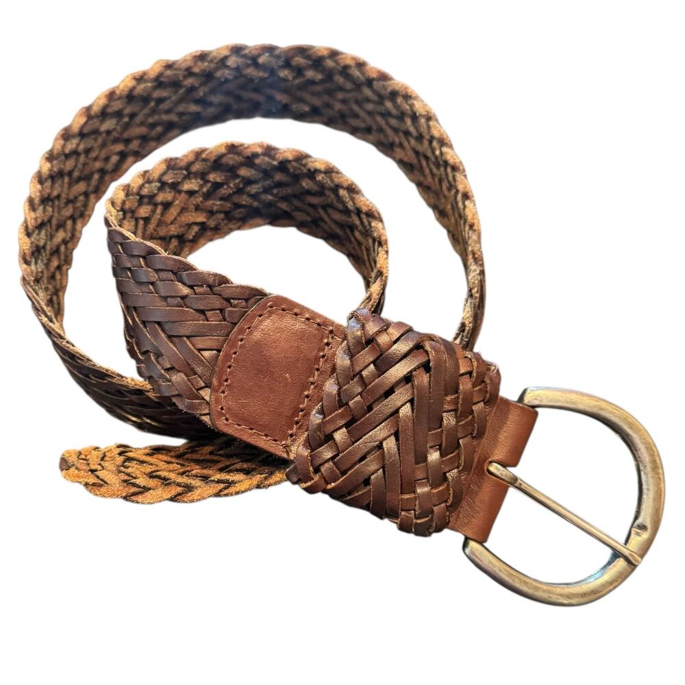 Mixit Brown Genuine Leather Woven Belt Size Medium Made in India